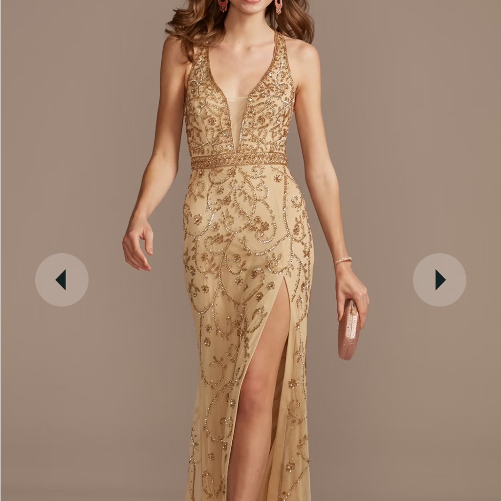 Discontinued In 2020. Elegant Gold Evening Dress